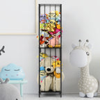 2-Tier Stuffed Animal Zoo Storage Cage - Tall Metal Plush Toy Organizer & Nursery Display, Black,