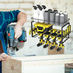 2-Tier Power Tool Organizer, Wall-Mount Drill Holder with Storage Basket for Garage & Workshop
