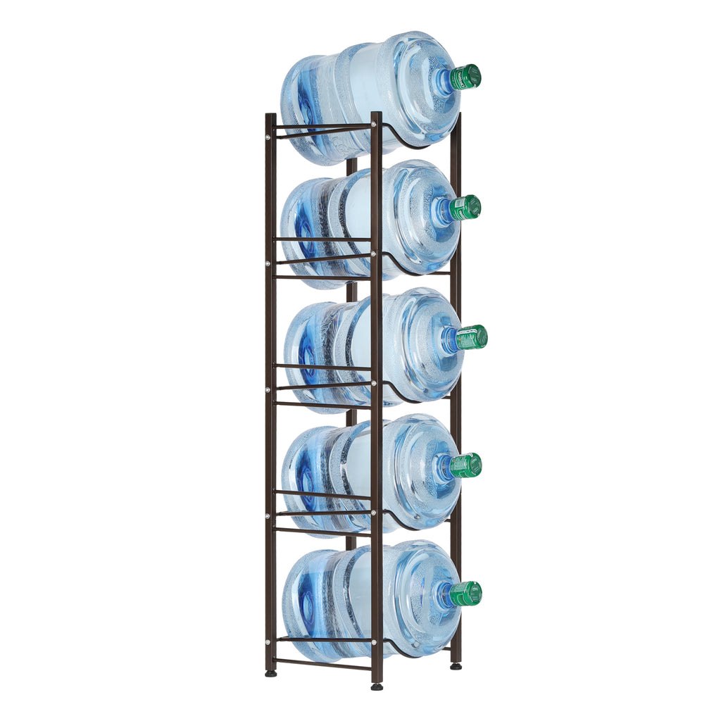 5-Tier Water Cooler Jug Rack, 5 Gallon Bottle Storage, Detachable Heavy Duty Holder for Home, Office (Silver)