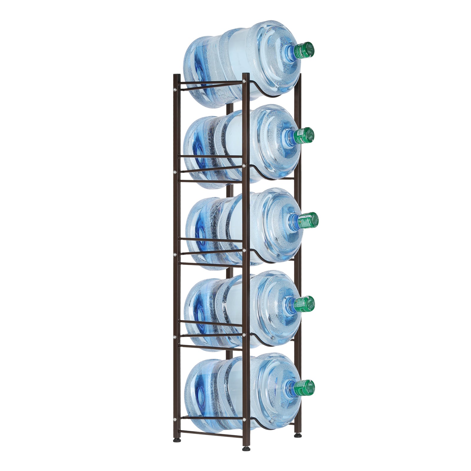 5-Tier Water Cooler Jug Rack, 5 Gallon Bottle Storage, Detachable Heavy Duty Holder for Home, Office (Silver)