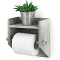 Rustic Wall-Mounted Wooden Toilet Tissue Dispenser with Integrated Display Ledge for Washrooms and Kitchens