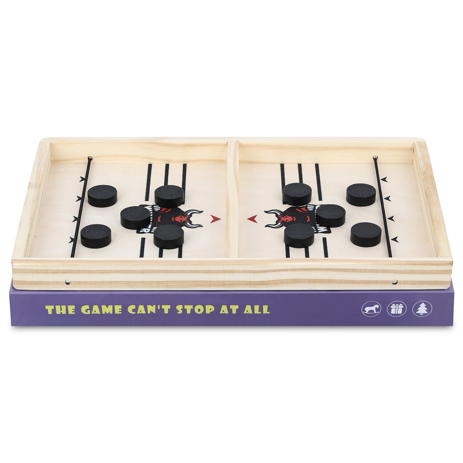 Portable Medium Sized Tabletop Sling Puck and Hockey Battle Board Game for Parent-Child Interactive Play