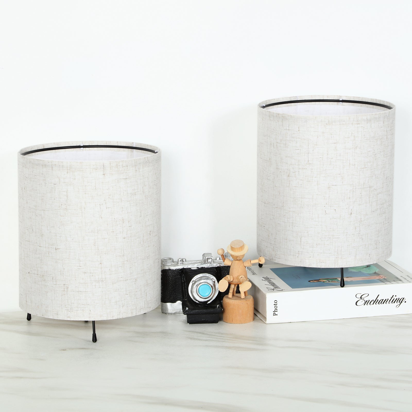 Modern Simple Desk Lamp with Linen Fabric Shade， Multifunction Eye Protection Table Light.