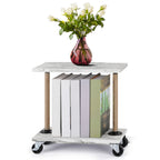 Rolling Narrow End Table for Livingroom Sofa Side Table with Wheel Wood Small Nightstand Table for Bedroom Living Room Sofa Office