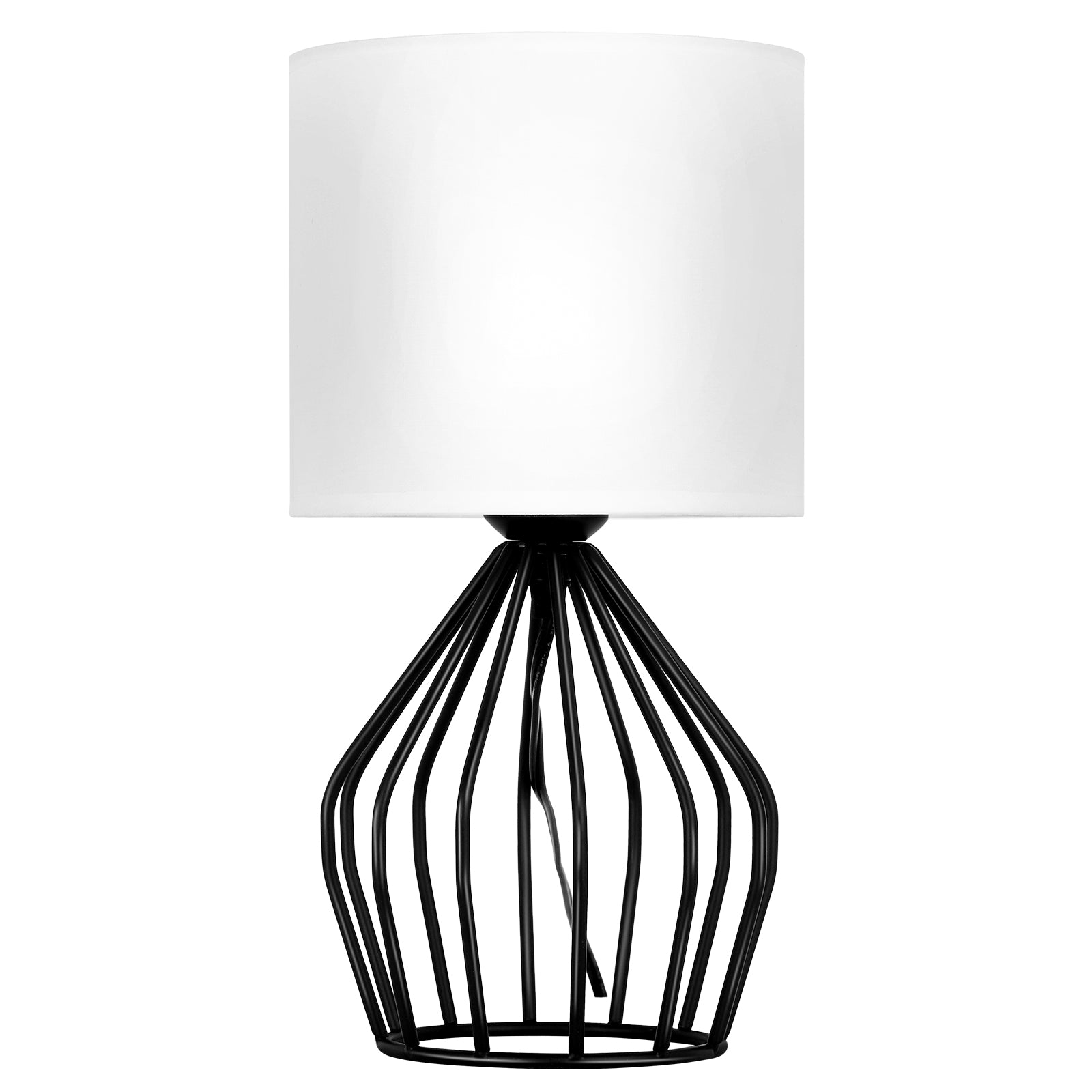 Aura Cage Bedside Lamp | Modern Minimalist Accent Light with Linen Shade