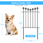 20 Pack Decorative Garden Fence Panels, 24in H x 20ft L Rustproof Metal Animal Barrier, No Dig Outdoor Fence Border for Yard, Patio & Flower Beds