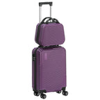 2-Piece Hardside Luggage Set - 20 Inch Carry On Suitcase + 14 Inch Cosmetic Case, ABS Spinner Luggage with Lock (Black/Purple)