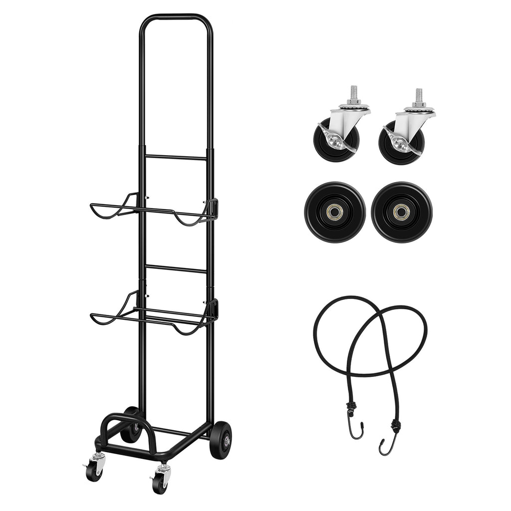 3 Tier Rolling 5 Gallon Water Jug Storage Rack Cart, Adjustable Height Black Metal Water Bottle Holder with Lockable Casters & Elastic Rope, Freestanding Water Cooler Jug Organizer for Office Kitchen Pantry