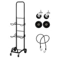 3 Tier Rolling 5 Gallon Water Jug Storage Rack Cart, Adjustable Height Black Metal Water Bottle Holder with Lockable Casters & Elastic Rope, Freestanding Water Cooler Jug Organizer for Office Kitchen Pantry