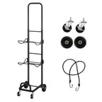 3 Tier Rolling 5 Gallon Water Jug Storage Rack Cart, Adjustable Height Black Metal Water Bottle Holder with Lockable Casters & Elastic Rope, Freestanding Water Cooler Jug Organizer for Office Kitchen Pantry