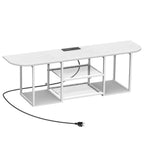 3-Tier Floating TV Stand with Charging Station - Wooden Wall Console for 32-55" TVs, White