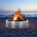 36 Inch Round Galvanized Steel Fire Pit Ring (12" Deep) - Durable Outdoor Liner for Camping & Backyard