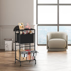 2 Bowl Elevated Dog Feeder with Adjustable Height, Raised Pet Feeding Station Cabinet with Toy Storage Basket, Divided Storage Space & Food Bowls, Pet Storage Organizer for Dog Supplies
