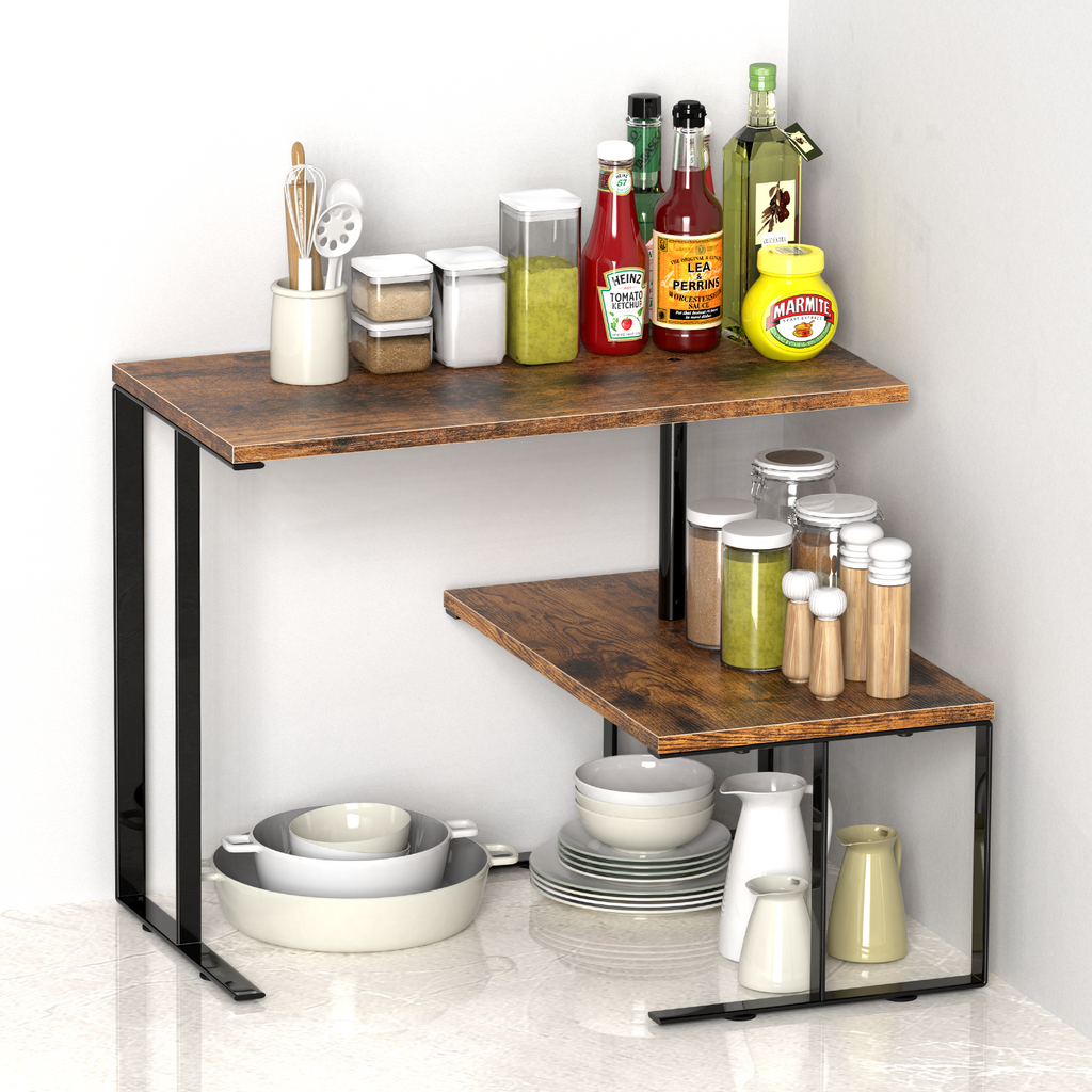360Â¡Ã£ Rotating Corner Desk Organizer - 2-Tier Desktop Display Rack & Countertop Storage for Office & Kitchen,