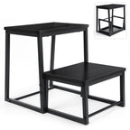 2 In1 Wooden Shoe Bench Heavy Duty Folding 2 Step Stool For Adults, Sturdy Metal Frame Beside Stepping Stool For High Beds, Step Stool Helper Foot Stool For Office, Home, Kitchen Bathroom Bedroom, RV