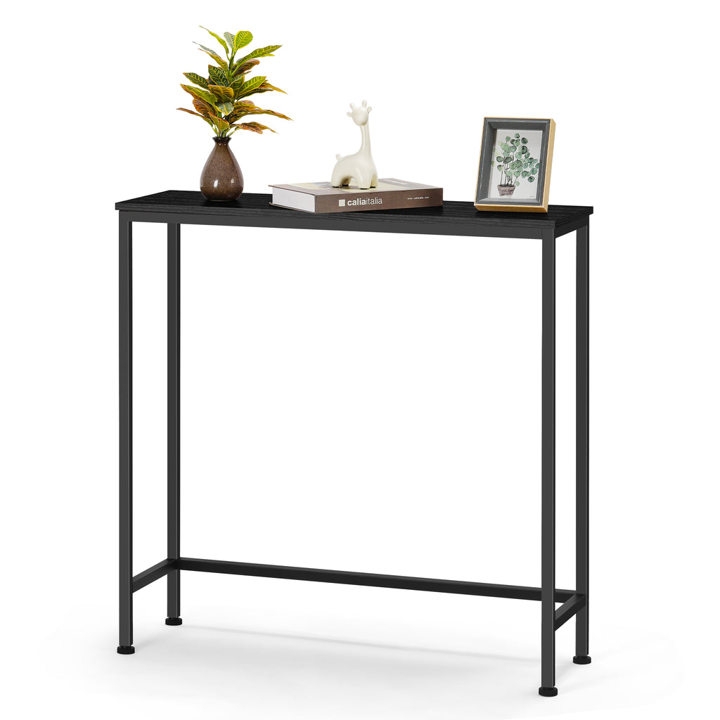 Sleek Black Narrow Entryway Console Table, Versatile Thin Side Table for Living Room, Foyer, and Office
