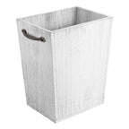 Wooden Waste Bin with Integrated Dual Metal Handles, Versatile Garbage Pail for Home or Office Use, Dark Brown/Gray-White