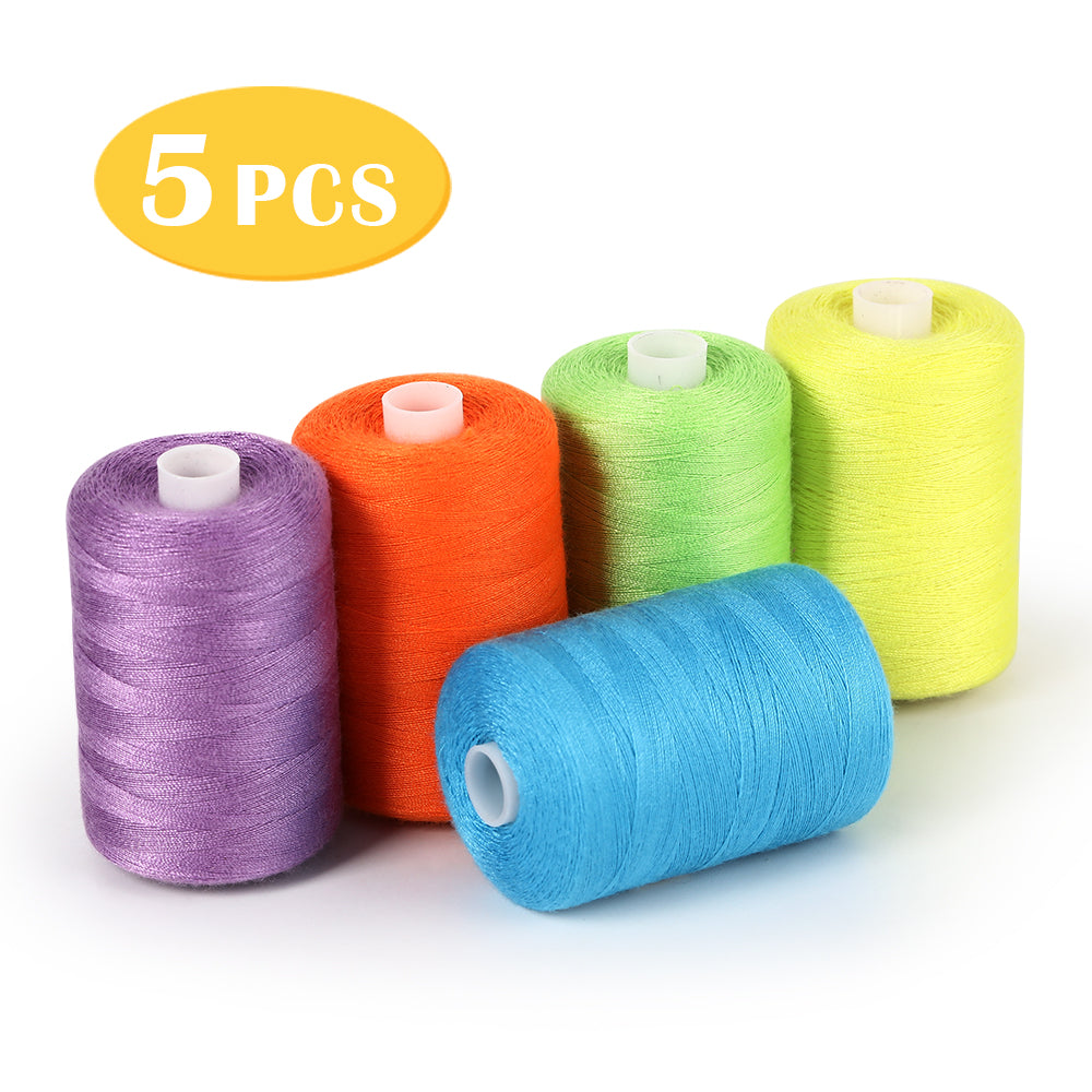 5-Color Cotton Quilting Thread Set - Versatile Sewing Machine Supplies for DIY Crafting Projects