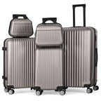 5-Piece Luggage Set, Durable Hardshell, Spinner Wheels, Telescoping Handle, Lightweight Suitcase Combo For Women, 12/14/20/24/28inch Suitcase, Black/Brown/Silver/Rose Gold