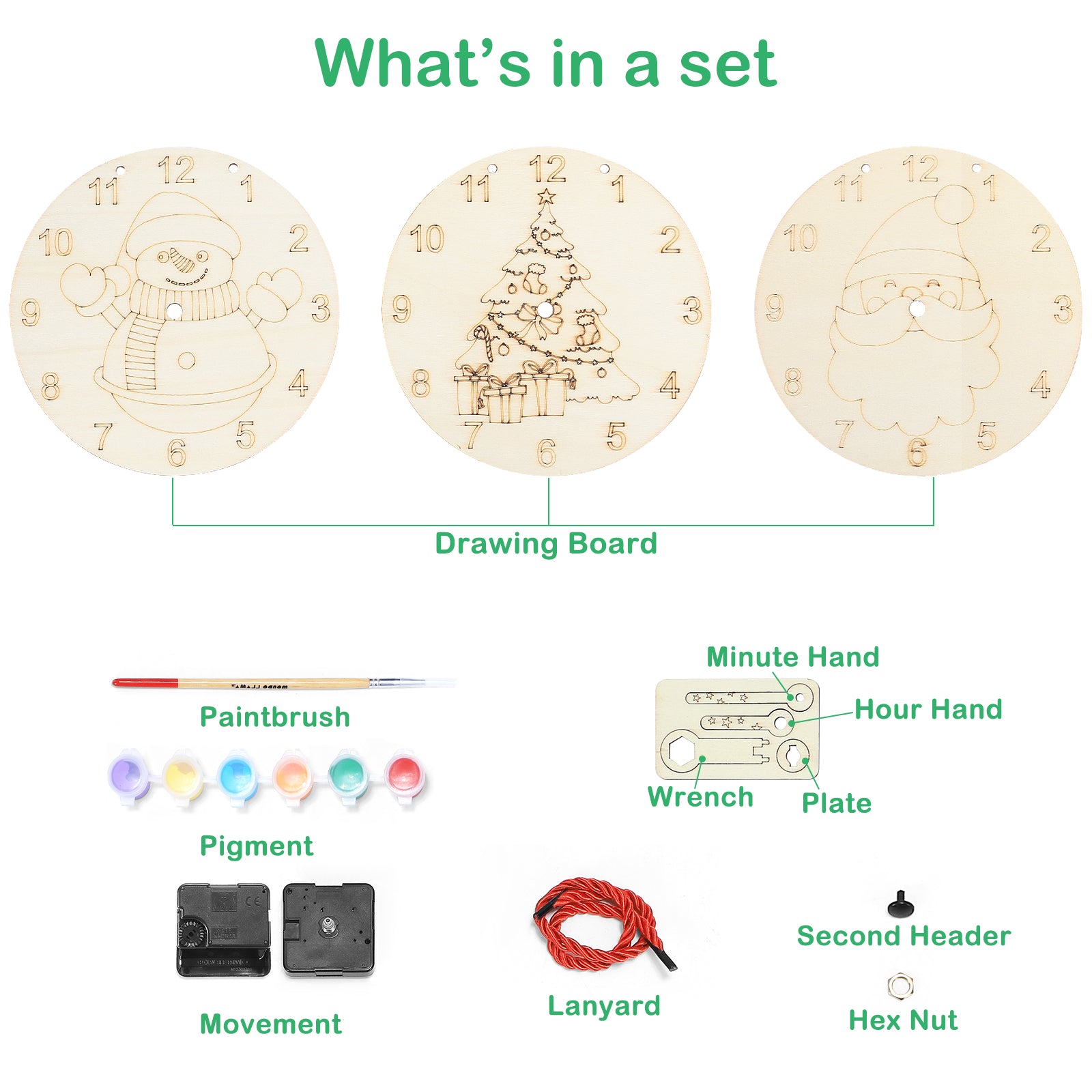 Kids DIY Hand Painted Wood Wall Clock, Creative Craft Kit with Paint Set for Children
