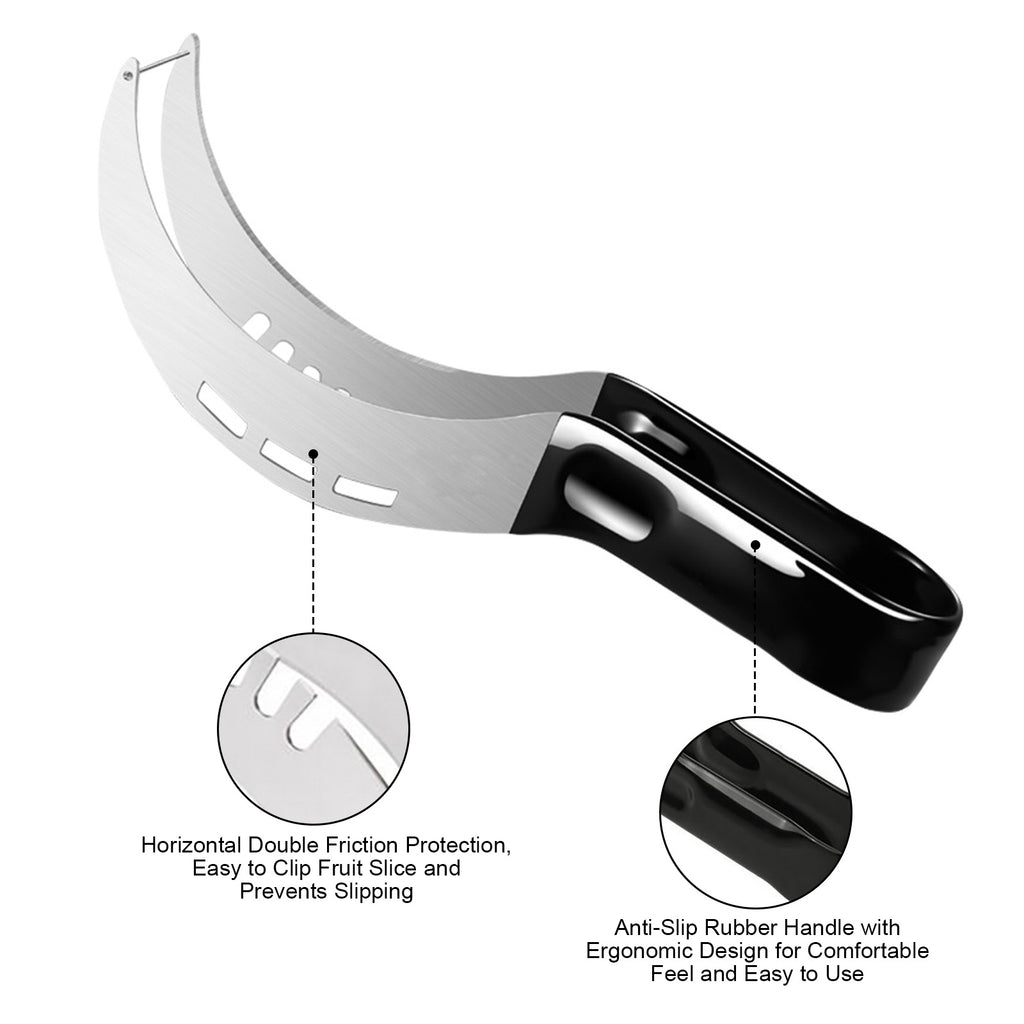 Stainless Steel Watermelon Slicer & Cutter Tool, Large Fruit Slicer with Ergonomic Handle for Family Camping & Kitchen Gadgets