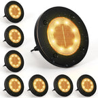 LED Solar In‑Ground Disk Lights, Waterproof Outdoor Garden Ground Lights