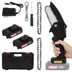 4-Inch Cordless Mini Chainsaw - Portable Electric Chainsaw with 2Â¡Ã2000mAh Batteries, Safety Lock & Splash Guard, Ideal for Wood Cutting & Tree Trimming