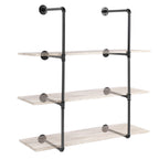 Wall-Mounted Industrial Pipe Brackets for Home and Garage Shelving Decor