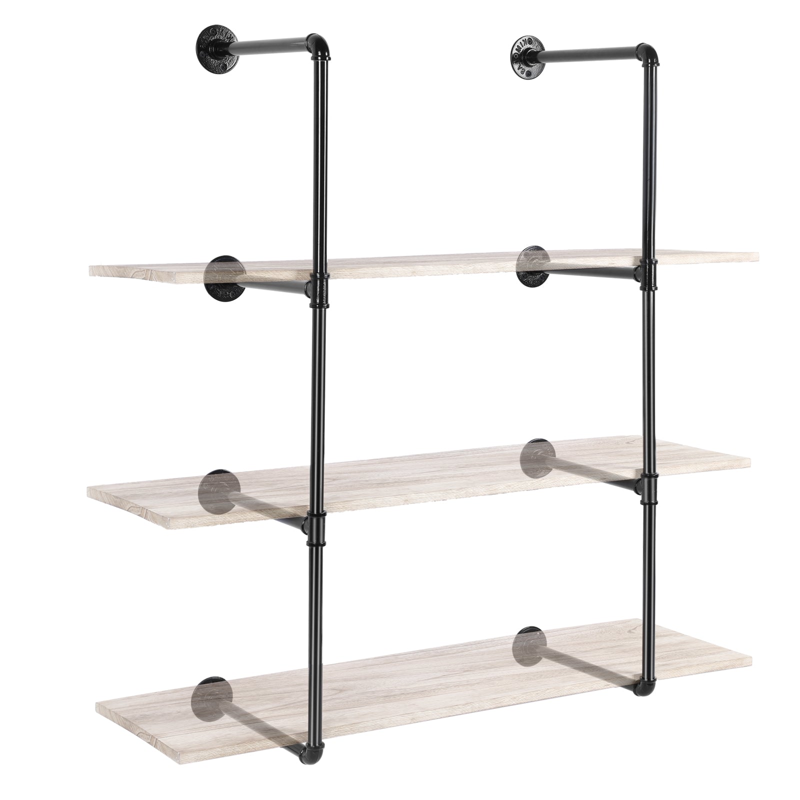 Wall-Mounted Industrial Pipe Brackets for Home and Garage Shelving Decor