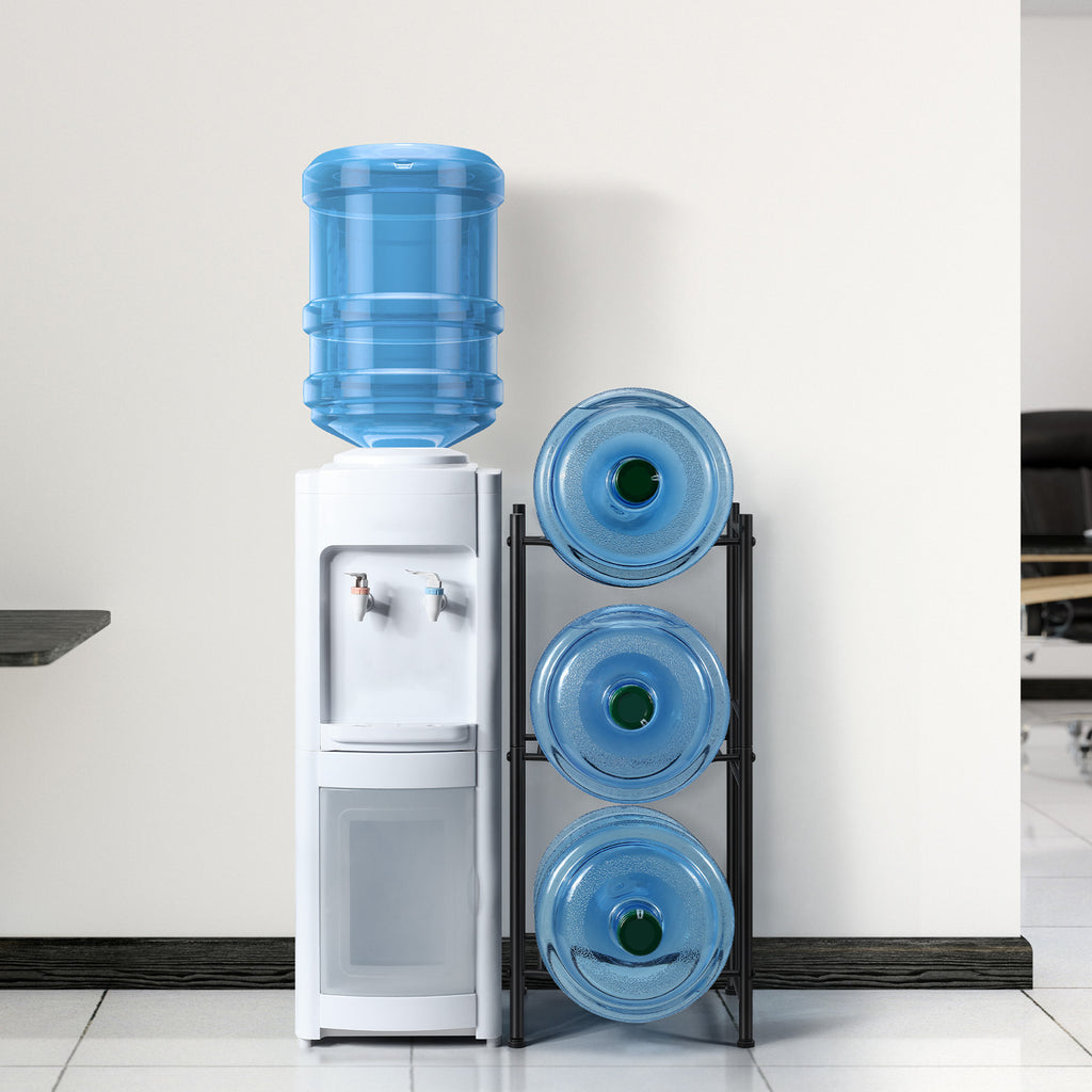 3-Tier Heavy Duty 5 Gallon Water Bottle Storage Rack, Detachable Black Metal Jug Holder for Home, Kitchen & Office