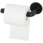 Vintage Wall Mounted Black Metal Pipe Bathroom Roll Tissue and Hand Towel Rack