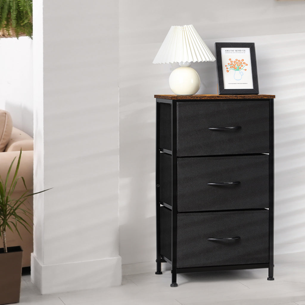3-Drawer Fabric Nightstand - Small Bedside Dresser for Bedroom, Office & Dorm