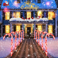 10 Pack 21" Candy Cane Lights Outdoor Pathway Markers - 60 LED Xmas Walkway Decorations w/ Stake