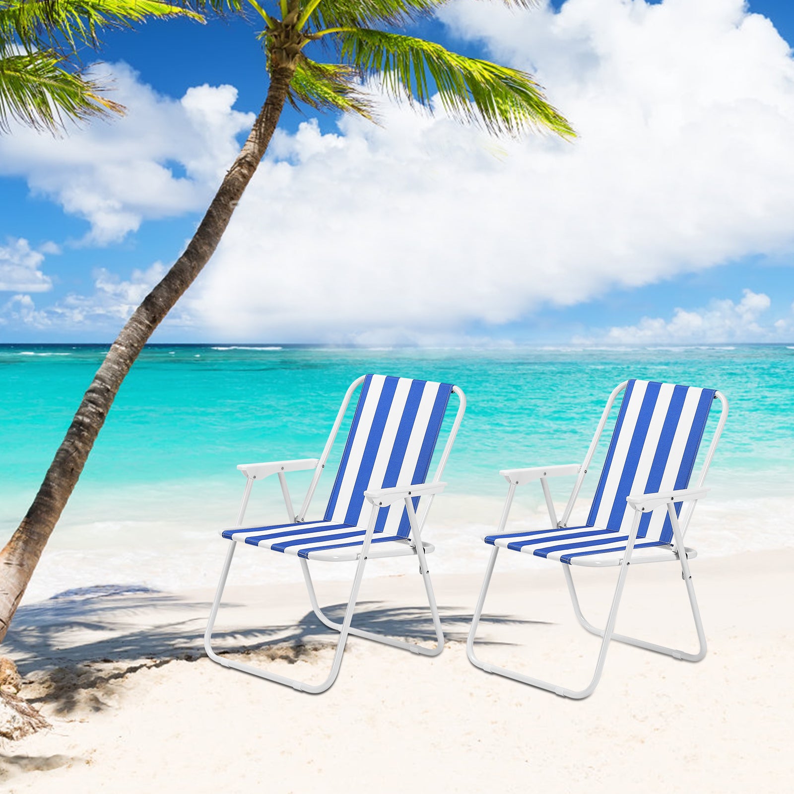 Portable Outdoor Folding Chair, Beach Chair, with Metal Frame and Woven PE Material, Very Suitable for Camping, Beaches, Parks and Long-distance Travels