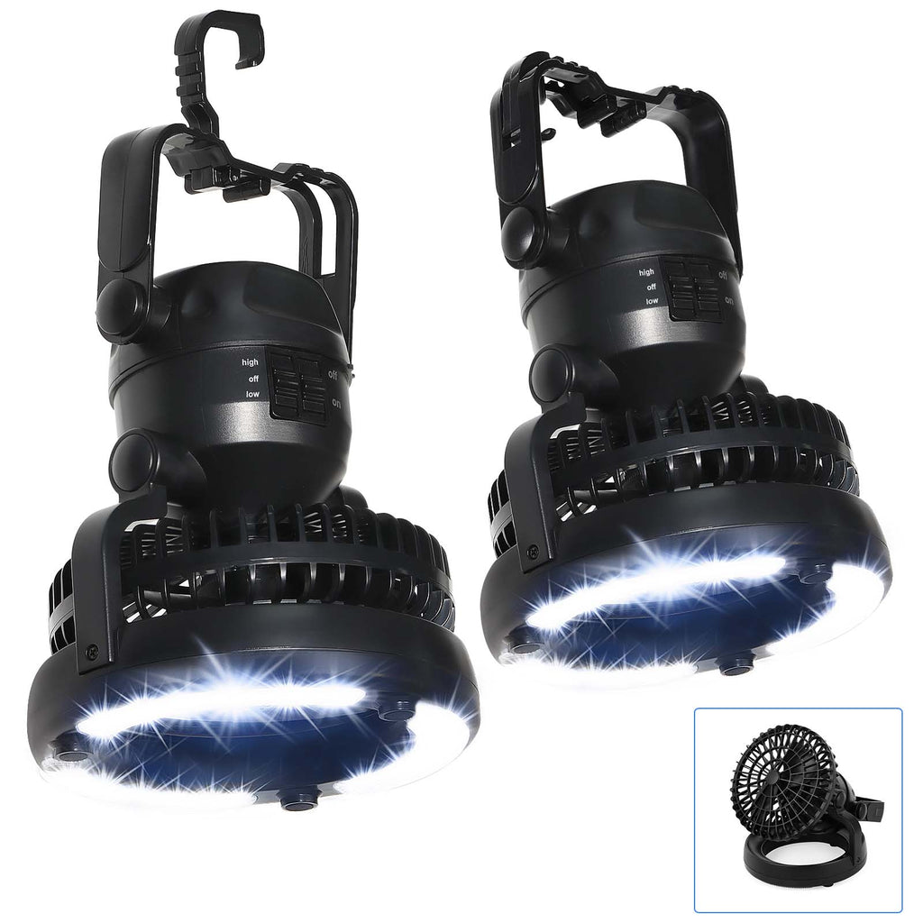 Dual-Purpose Portable Outdoor Fan and Lantern Set, 2-Piece Multi-Functional Tent Lighting and Cooling System for Emergency Preparedness and Camping