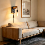 Pair of Solid Wood Farmhouse Wall Sconces, Set of 2 Dual-Install Mounted Lights for Bedroom and Living Room