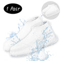 Portable Non-Slip White Silicone Footwear Shields, Washable and Collapsible Reusable Protectors in Medium and Large Sizes