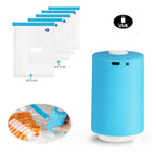 Compact Electric Food Vacuum Sealer Portable Blue Motorized Suction Device for Kitchen Use