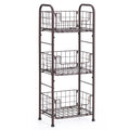 3-Tier FreeStanding Open Shelf, Storage Rolling Cart Bathroom Organizer Shelves Unit, Metal Steel Storage Tower Organizer Rack Basket Cart for Bathroom, Living Room, Balcony, Kitchen