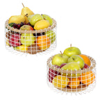 2 Pack Round White Fruit Baskets. They can be placed on dining tables in the living room or kitchen to hold fruits, snacks and other items. Practical and user-friendly, these baskets add a warm daily vibe to your tabletop.