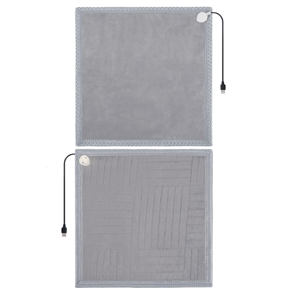 Portable USB Heated Seat Pad 17.7"x17.3", Soft Velvet Electric Heating Mat, Car Office Home Universal Warm Heating Cushion with Stitched Border