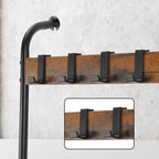 5-Tier Rustic Blanket Ladder - Wall-Leaning Towel Rack & Decorative Display Shelf w/ 10 Hooks, Brown