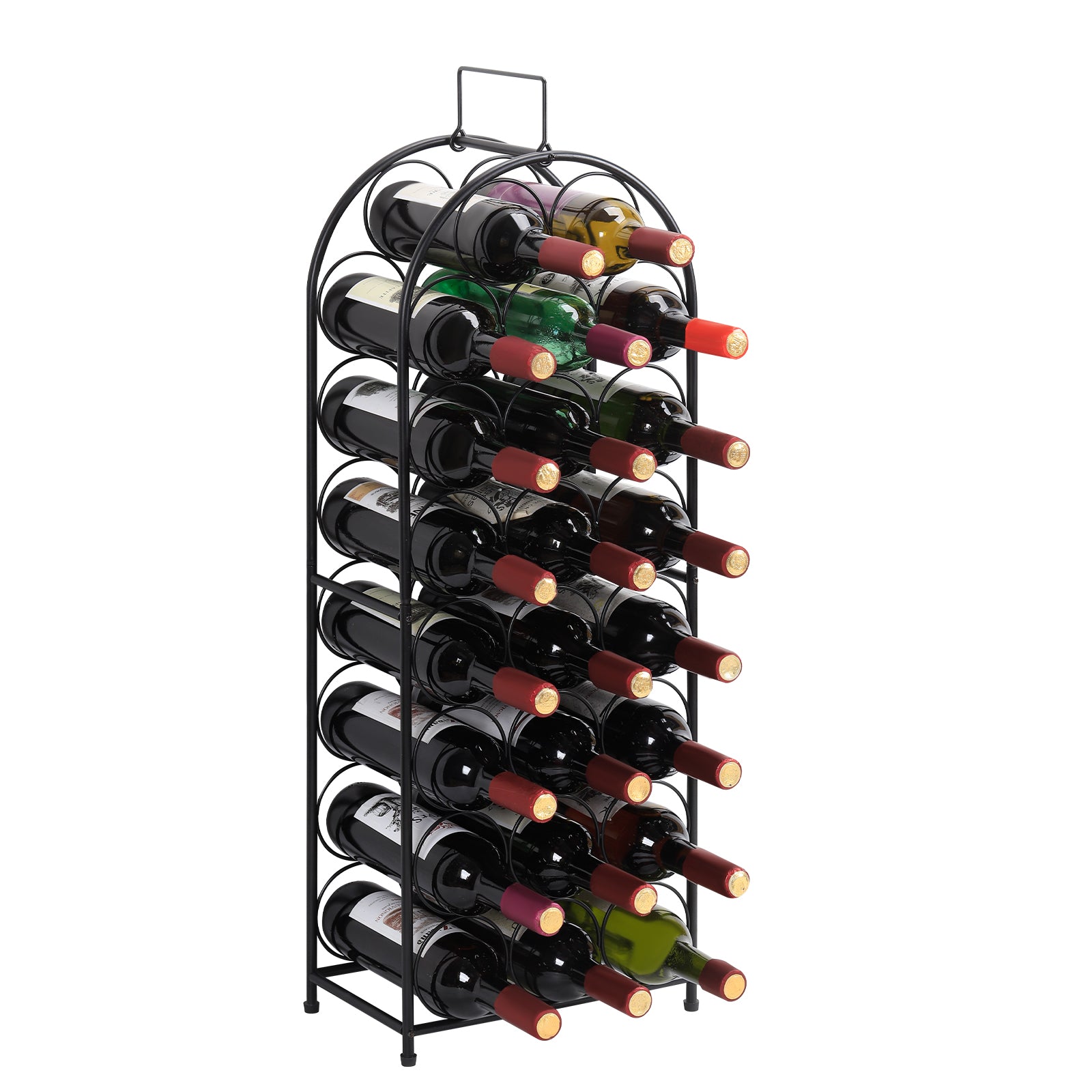 23-Bottle Freestanding Wine Rack - 7-Tier Metal Wine Holder & Display Stand, Black