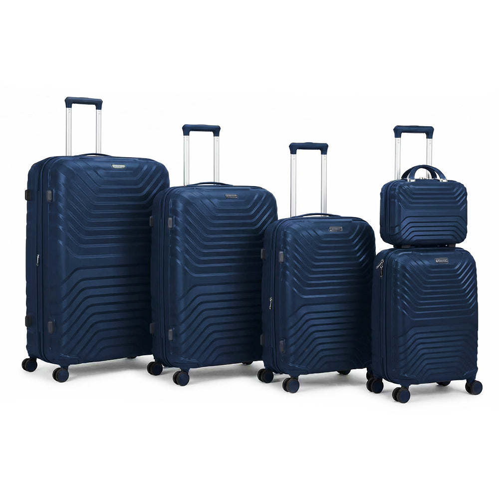 5-Piece PP Luggage Set with Spinner Wheels - 14 20 24 28 32 Inch Expandable Anti-Scratch Hard Shell with Adjustable Handle and TSA Lock for Travel