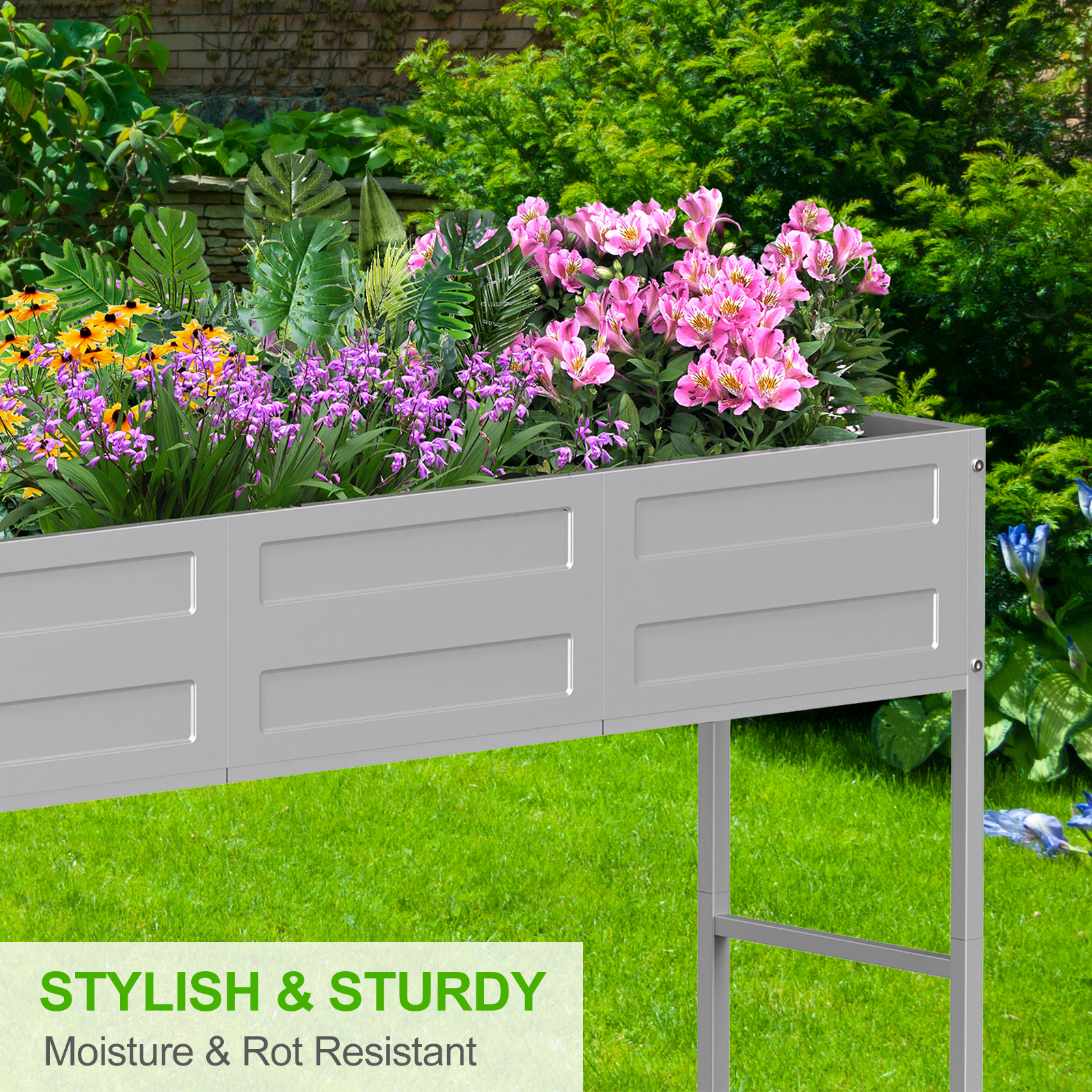 Large Rectangular Metal Raised Garden Bed for Vegetables