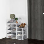 Set of 12 Stackable Clear Plastic Shoe Storage Bins with Lids, Versatile Sneaker and Closet Organizers