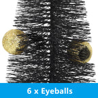 Mini Black Halloween Tree with Glitter Eyeballs, Spooky Tabletop Decoration for Halloween