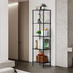 Tall 2 3 4 5-Tier Corner Bookshelf - Narrow Vertical Display Shelf & Plant Stand for Living Room, Black or brown