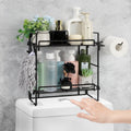 2 Pack Toilet storage cabinet, Bathroom Organizers, 2-Tier Over Toilet Storage, Floating Shelves with 2 Hooks & Paper Holder, Wall Mounted Shelf Furniture, Cool Accessories & Decor, Gifts for Women, Mothers Day (Black)