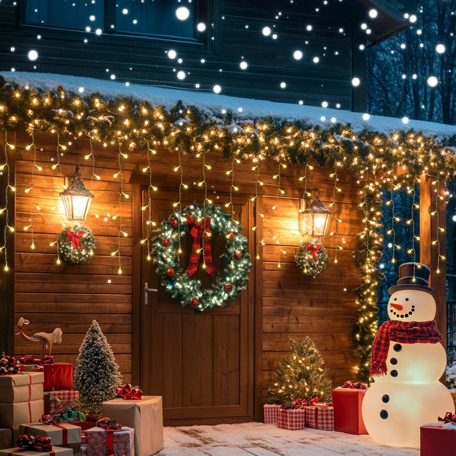 33FT 400 LED Warm White Icicle Lights - 8 Modes Hanging Fairy Lights for Patio & Wedding Decoration
